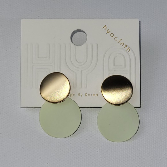 Post Earrings Gold Green Round Hoop Tiered Dangle Drop Fashion Jewelry Alloy - Picture 1 of 4